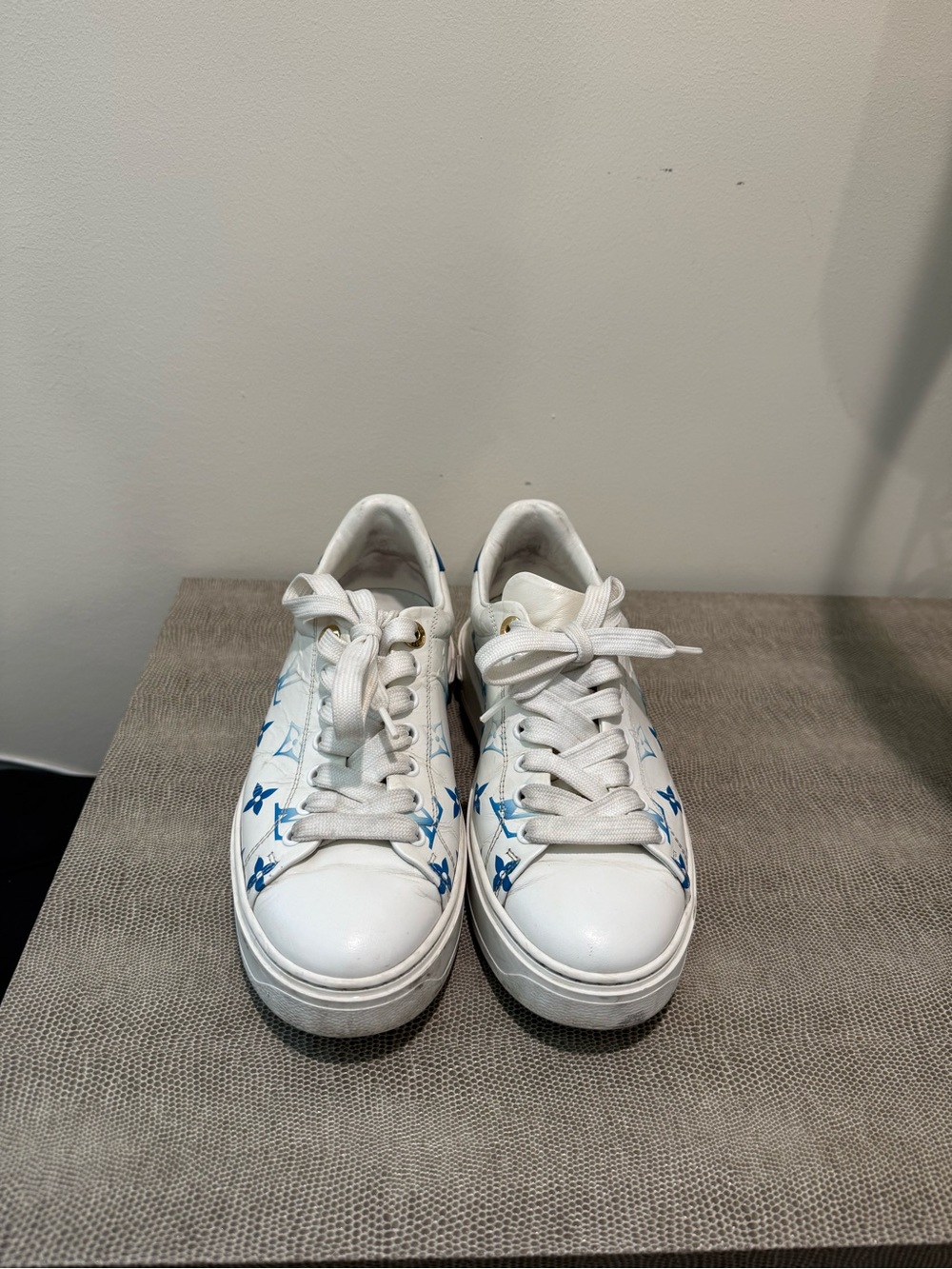 Louis Vuitton Monogram Time Out Sneakers 38 Blue